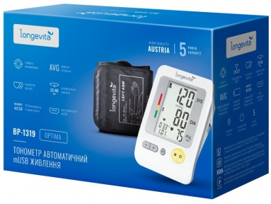 Тонометр LONGEVITA BP-1319 автоматический Micro USB на плечо гарантия 5 лет