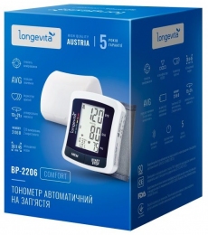 Тонометр LONGEVITA BP-2206 на запястье гарантия 5 лет
